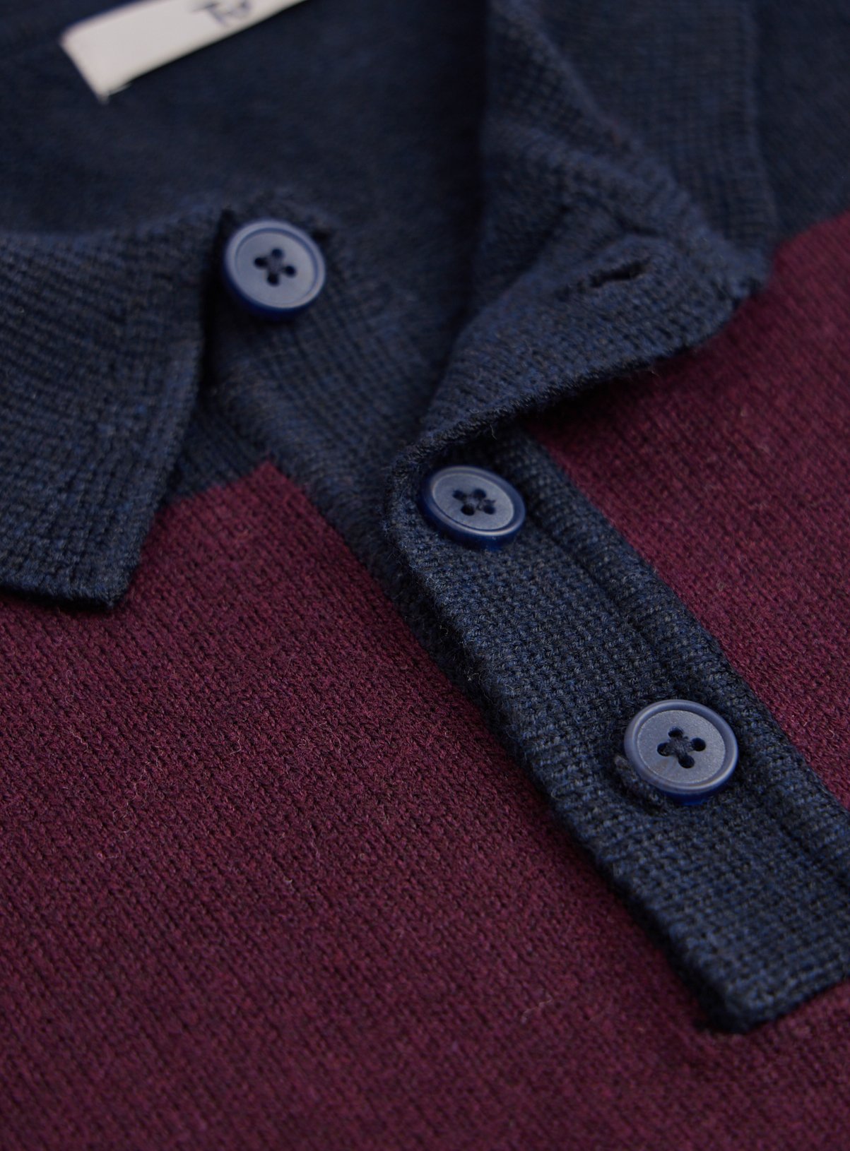 Dark Red Block Stripe Polo Shirt XL - Image 4 thumbnail